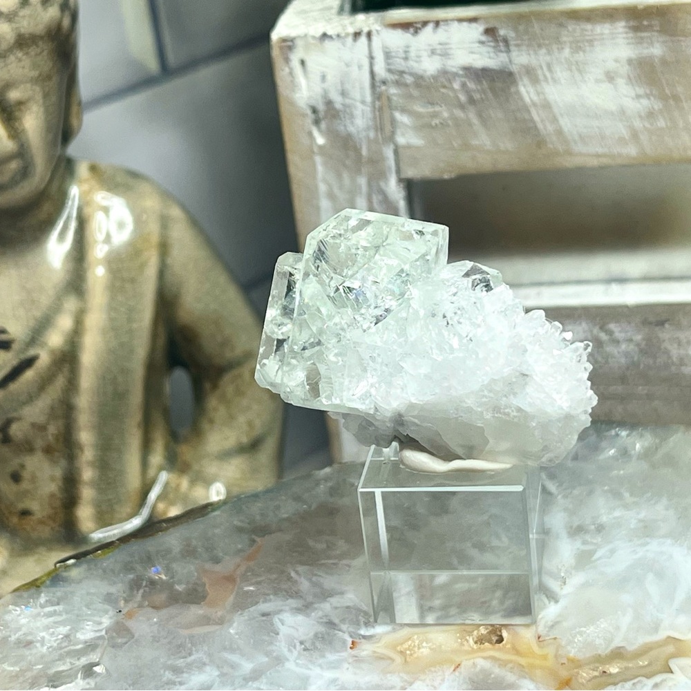 Clear Cubic Fluorite with Quartz